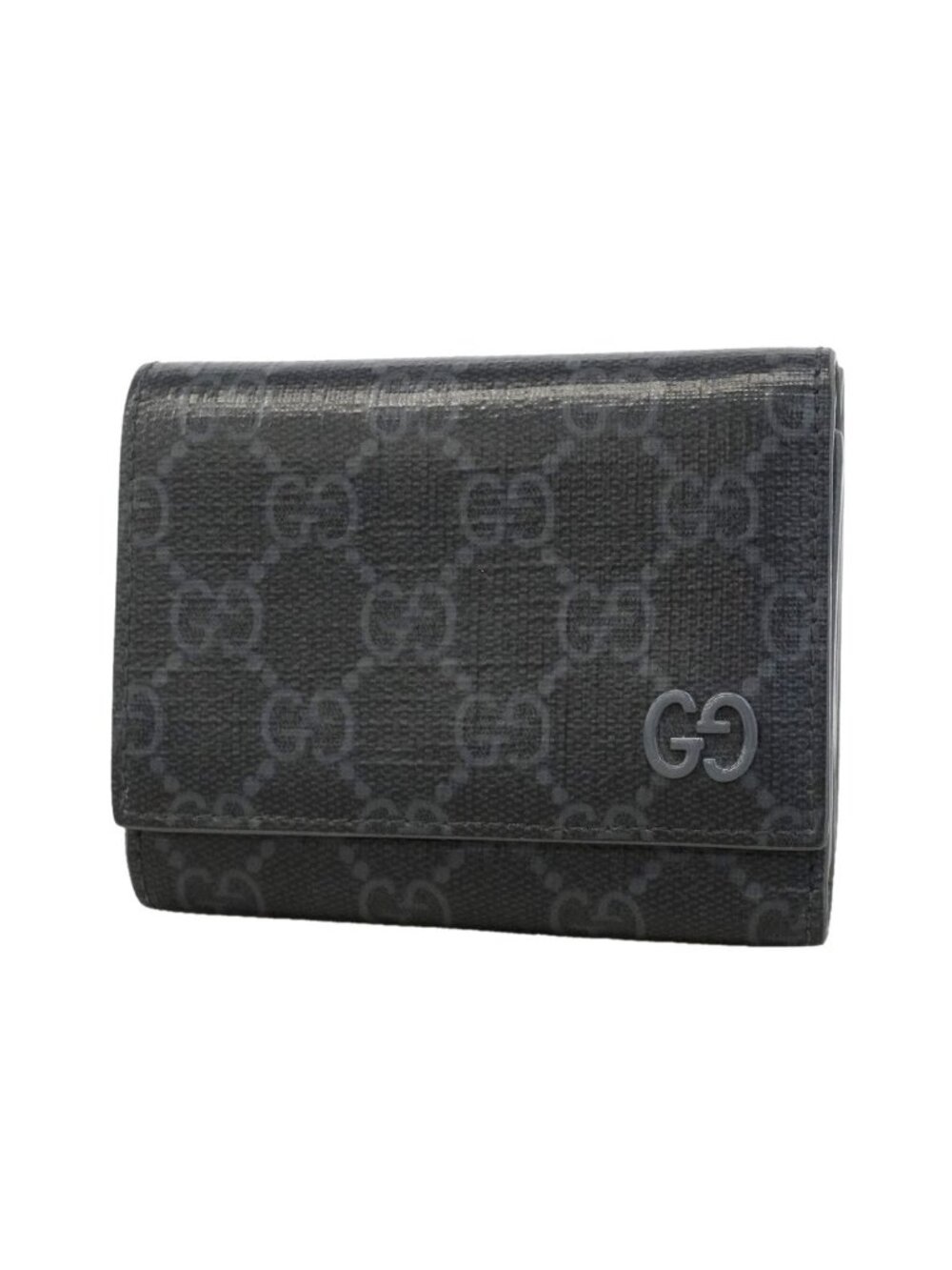Gucci Trifold Wallet GG Supreme Black Silver